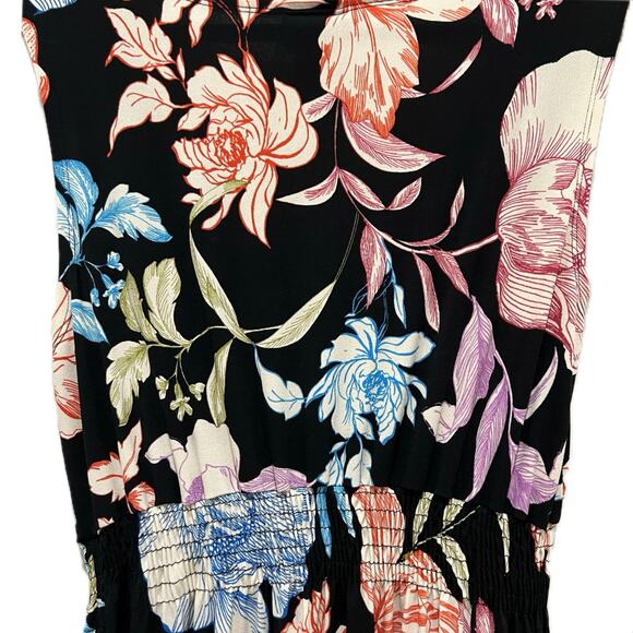 ENFOCUS STUDIO V Neck Maxi Dress Sz 10 Floral Sleeveless Stretch Elastic Waist - Picture 5 of 7